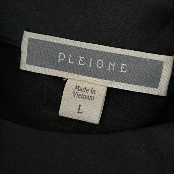 Pleione black dressy blouse. High neck, sheer details, long sleeves. Size Large - Picture 2 of 10